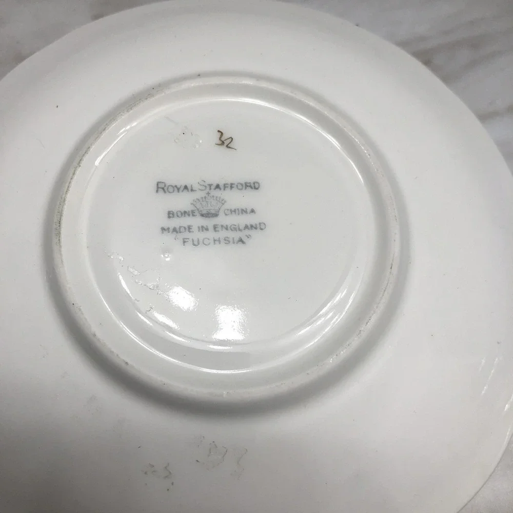 ROYAL STAFFORD Fuchsia English Bone‎ China Footed Teacup and Saucer